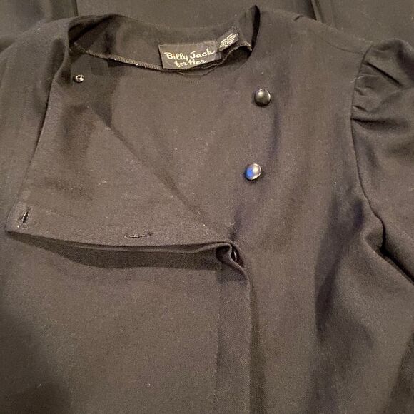 Billy Jack For Her Vintage 100% Wool Black Classy Shift Dress Size 9/10 - Picture 10 of 13